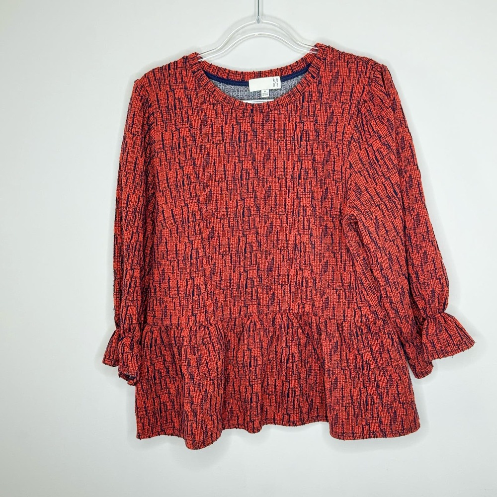 Red Patterned Women's Top - Picture 2 of 5